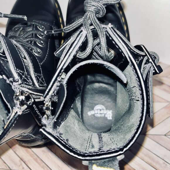 Dr Martens 1460 ALT Black Leather Boots M 5 W 6 Zip-up Double Buckle Combat Punk - Picture 8 of 8